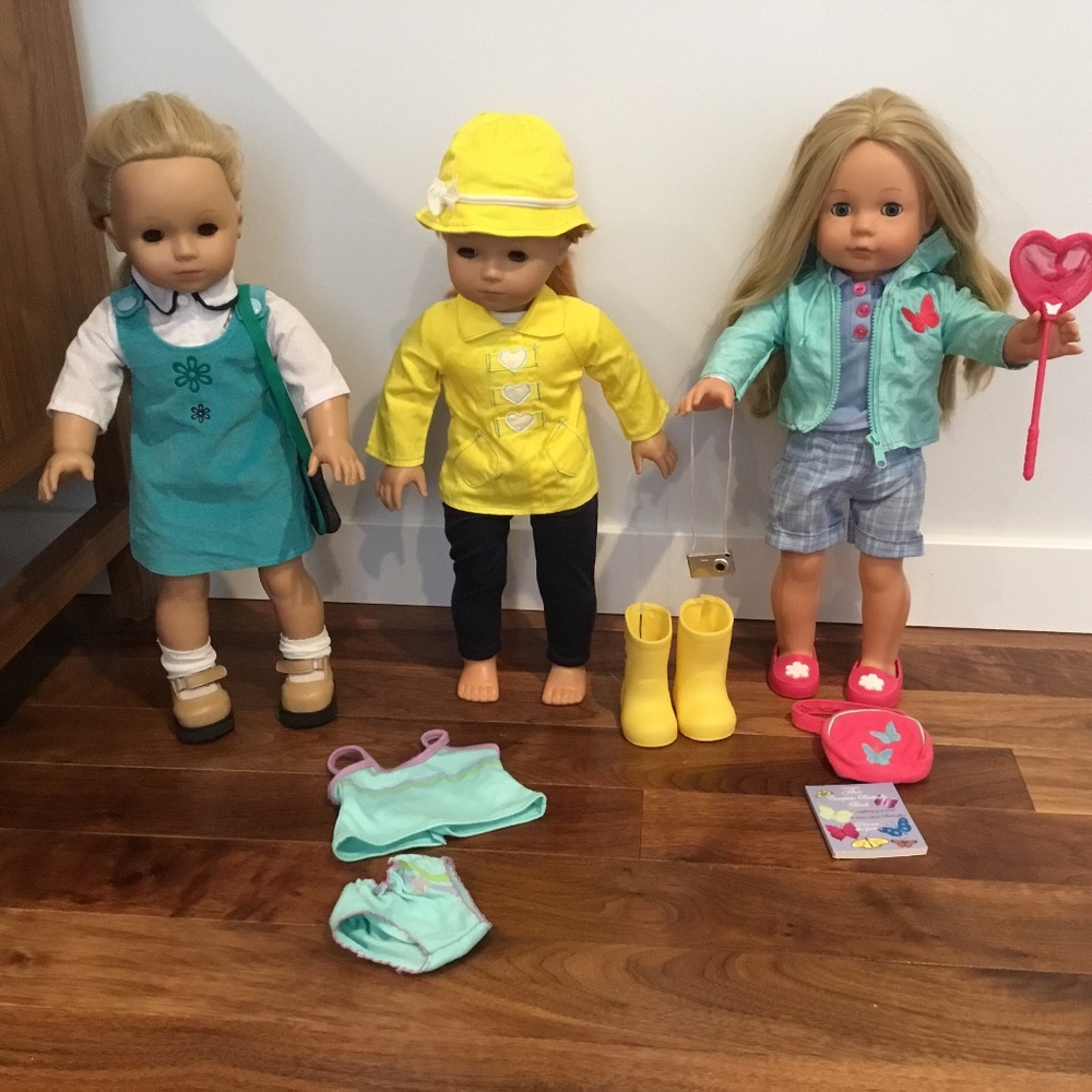 Our Generation 18” Doll 3 Outfit Lot-Rainy Day, Butterfly Catcher & Scho…